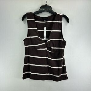 Sanctuary Twist-Front Tank Top Brown/White- Size XL- NWT